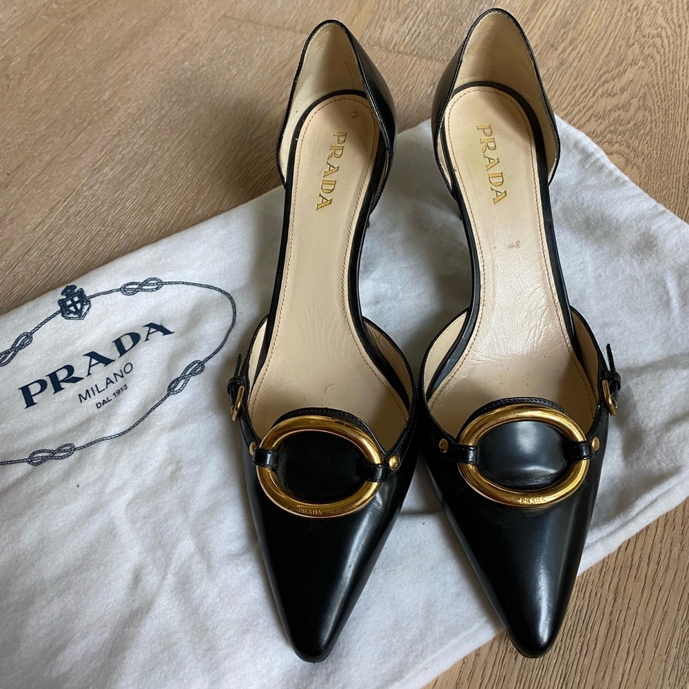 Prada kitten heels with hardware